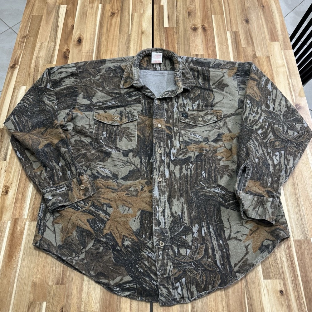 Vintage Codet Shirt Mens XL Camo Real Tree Long Sleeve Button Up Hunting 90s
